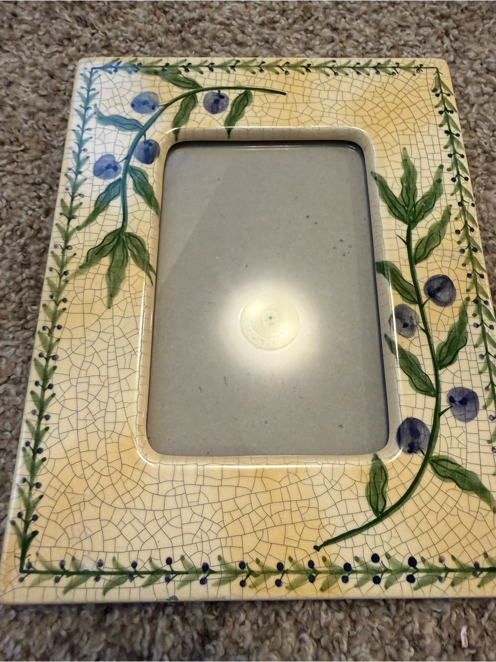 Hand-Painted Blueberry Ceramic Photo Frame - Unbranded